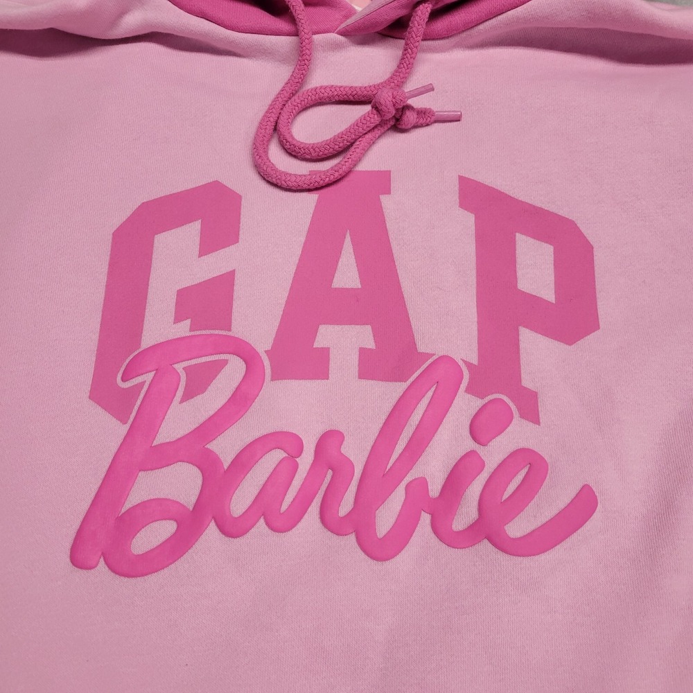 Gap × Barbie Adult Medium Arch Logo Hoodie Barbiecore Iconic Pink Sweatshirt - Picture 2 of 8
